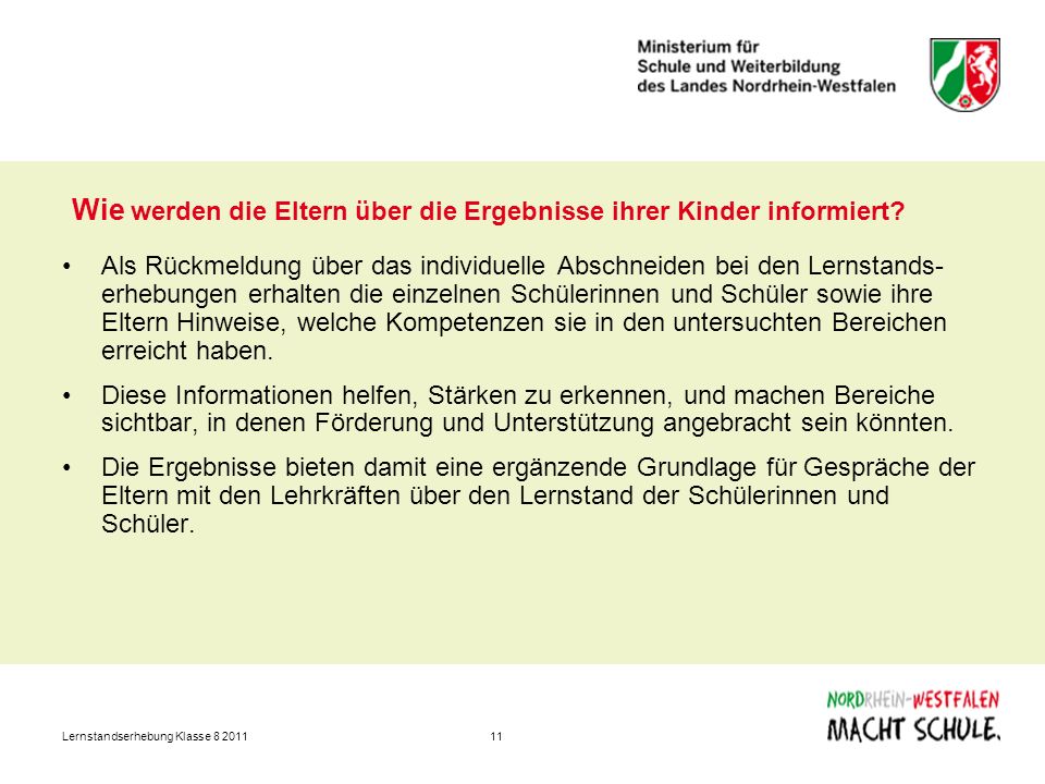 Wie werden die Eltern über die Ergebnisse ihrer Kinder informiert