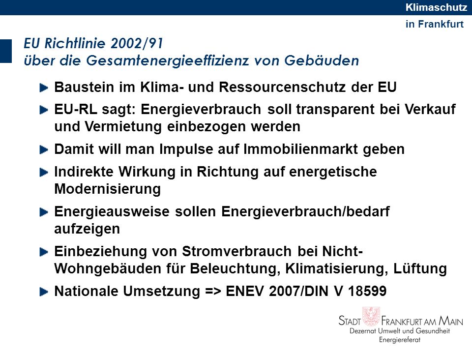 EU Richtlinie 2002/91 über die Gesamtenergieeffizienz von Gebäuden