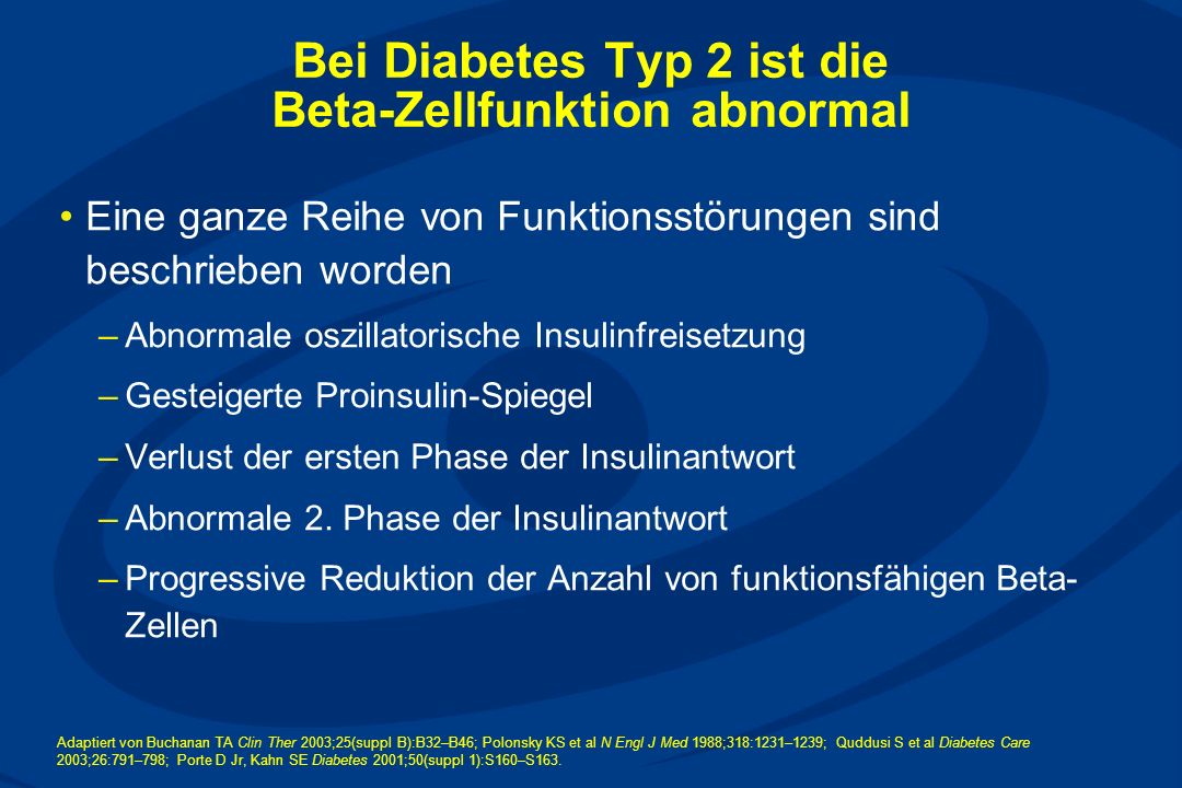 Bei Diabetes Typ 2 ist die Beta-Zellfunktion abnormal