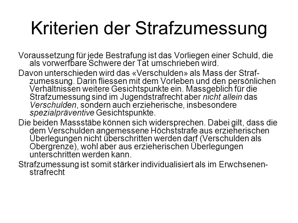 Kriterien der Strafzumessung
