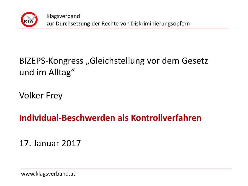 BIZEPS-Kongress „Gleichstellung vor dem Gesetz und im Alltag Volker Frey