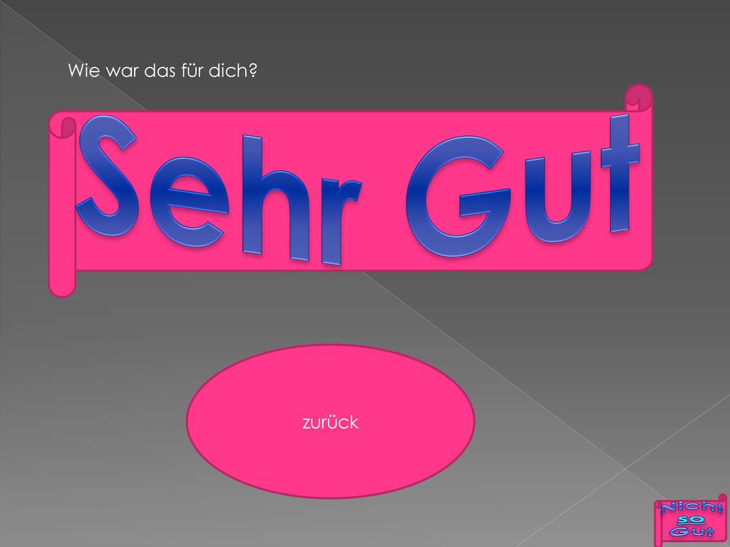 Wie war das für dich Sehr Gut zurück Nicht so Gut