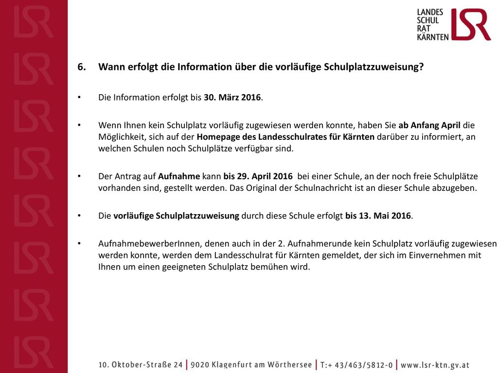 Wann erfolgt die Information über die vorläufige Schulplatzzuweisung