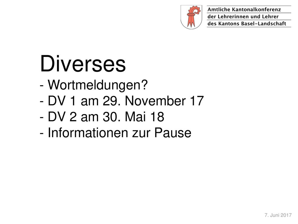 Diverses - Wortmeldungen - DV 1 am 29. November 17