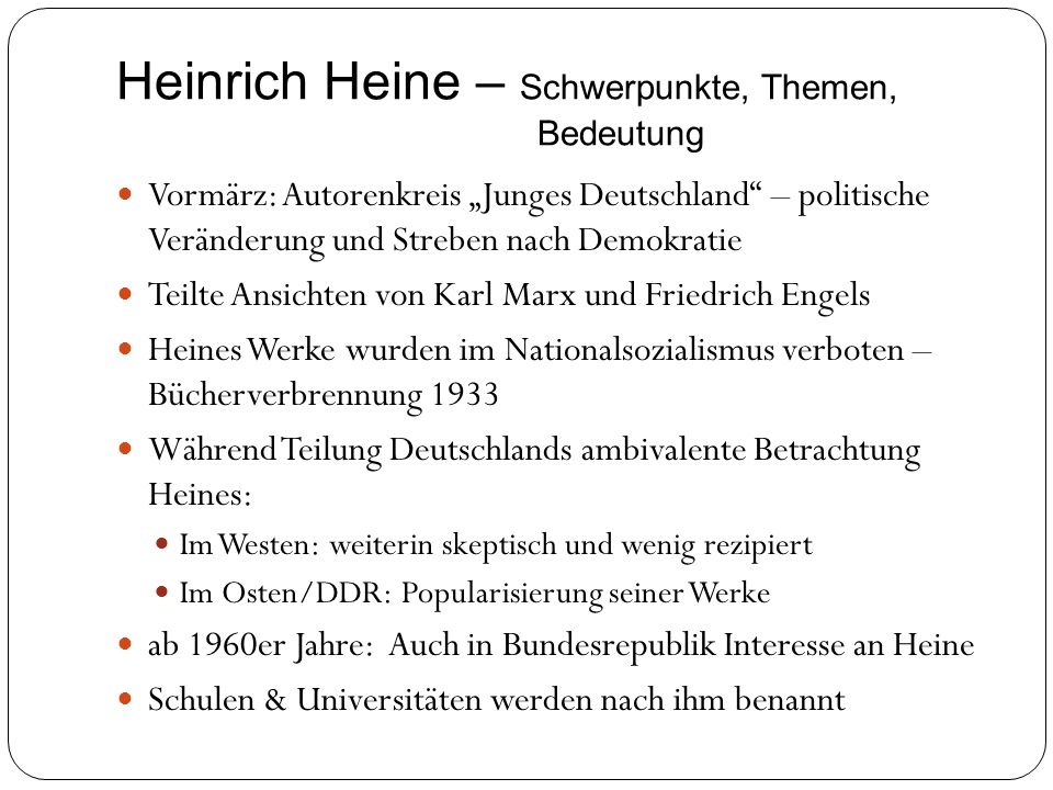 Heinrich Heine – Schwerpunkte, Themen, Bedeutung