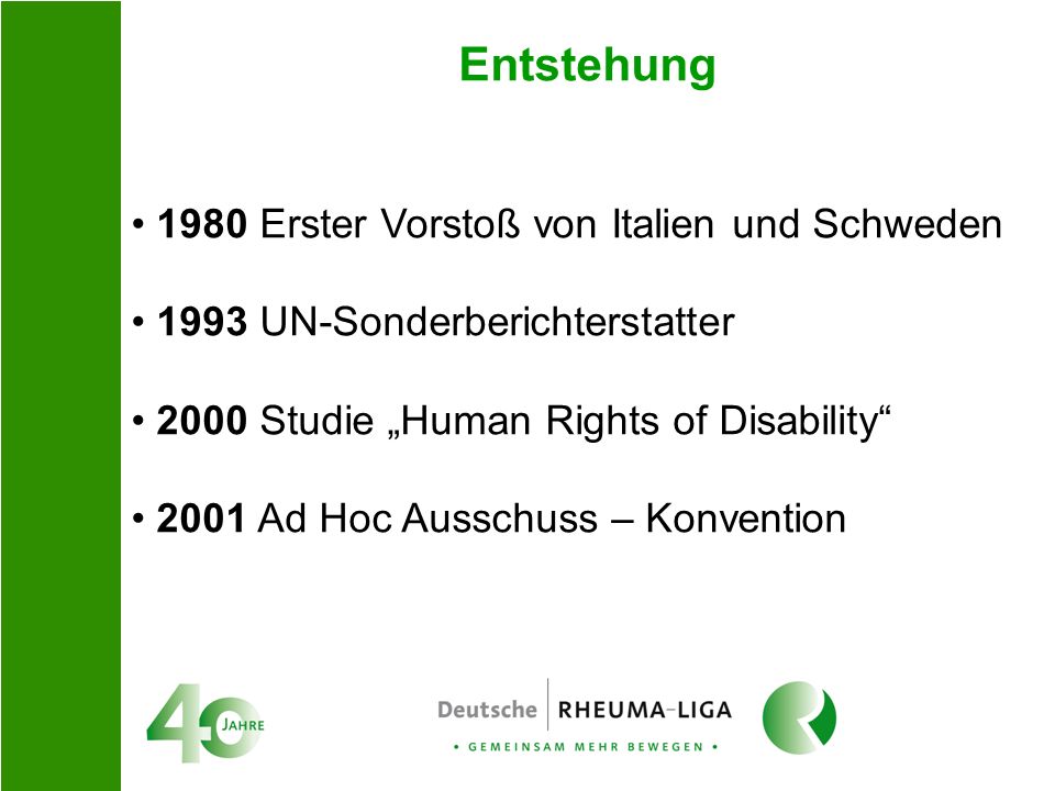 Entstehung 1980 Erster Vorstoß von Italien und Schweden