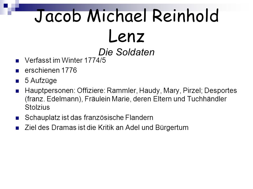 Jacob Michael Reinhold Lenz Die Soldaten