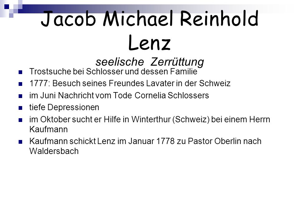 Jacob Michael Reinhold Lenz seelische Zerrüttung