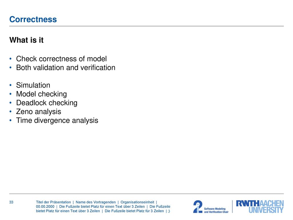 Correctness What is it Check correctness of model