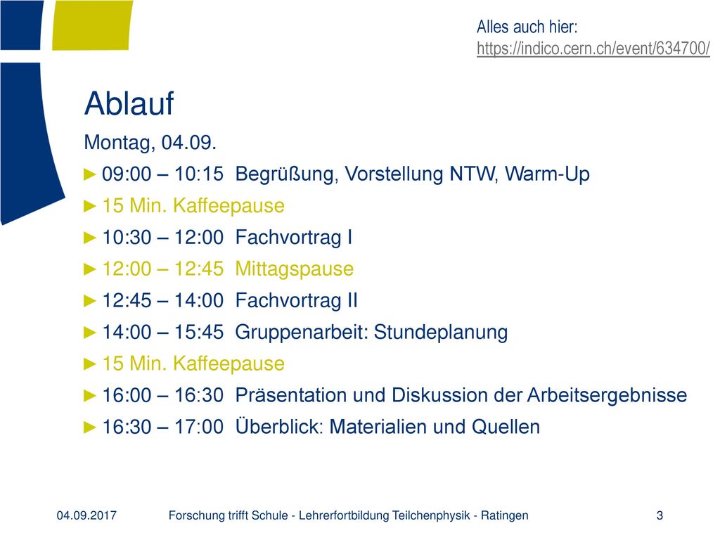 Forschung trifft Schule - Lehrerfortbildung Teilchenphysik - Ratingen