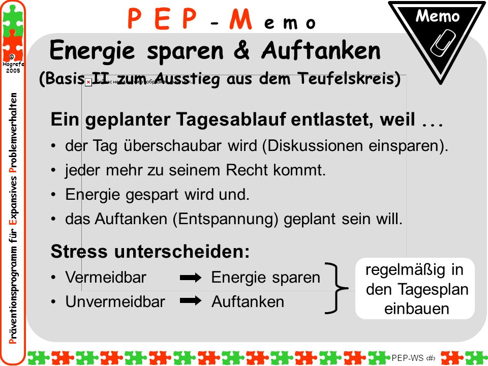regelmäßig in den Tagesplan einbauen