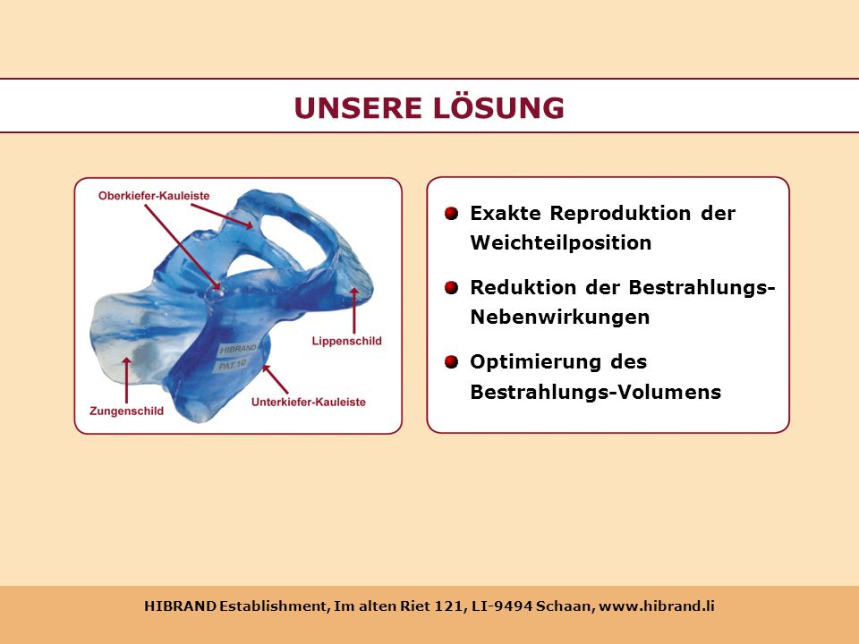 UNSERE LÖSUNG Exakte Reproduktion der Weichteilposition