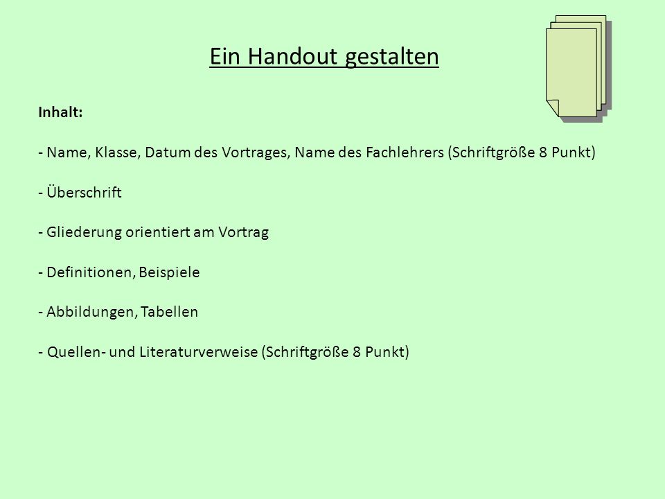 Ein Handout Gestalten Zweck Orientierung Begleiter Aussere Form Ppt Video Online Herunterladen