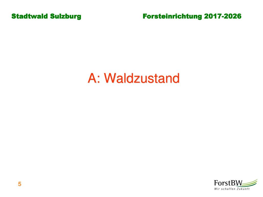 A: Waldzustand Die Forsteinrichtung gliedert sich in drei wesentliche Arbeitsfelder: 1. Zustandserfassung.
