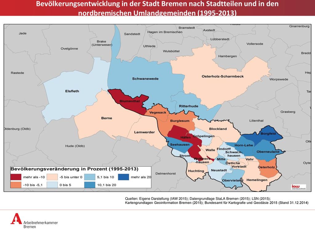 Bevölkerungsentwicklung in der Stadt Bremen nach Stadtteilen und in den nordbremischen Umlandgemeinden ( )