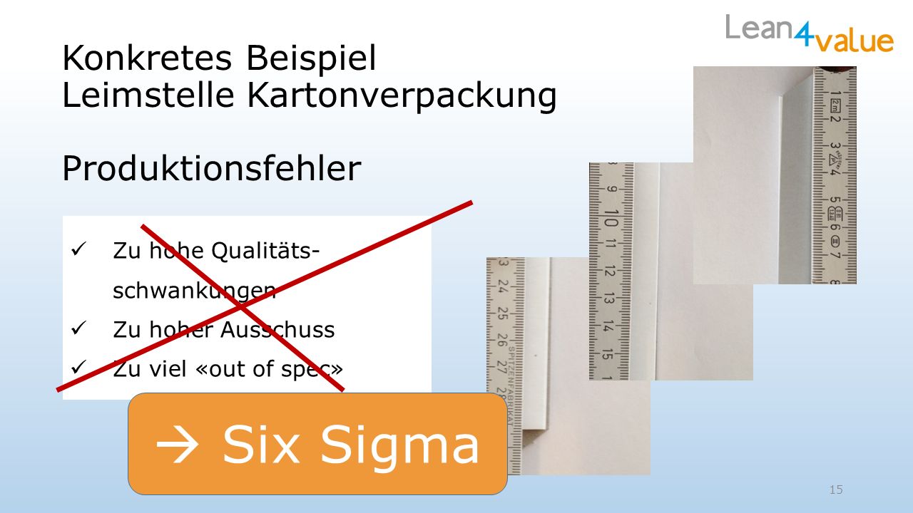 Konkretes Beispiel Leimstelle Kartonverpackung Produktionsfehler