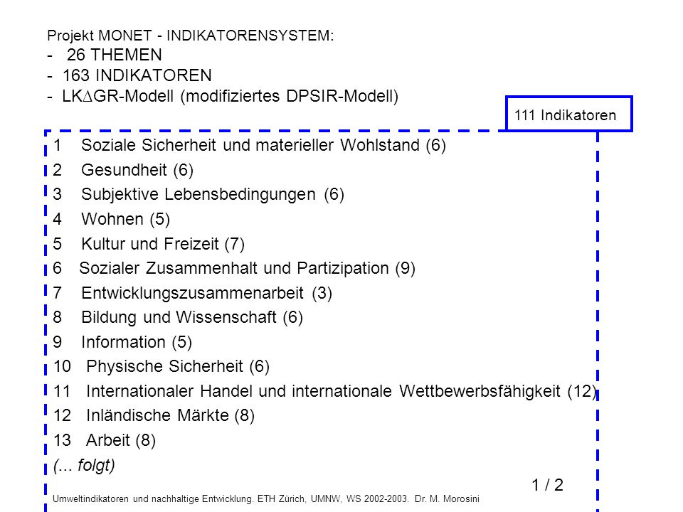 111 Indikatoren 1 Soziale Sicherheit und materieller Wohlstand (6)