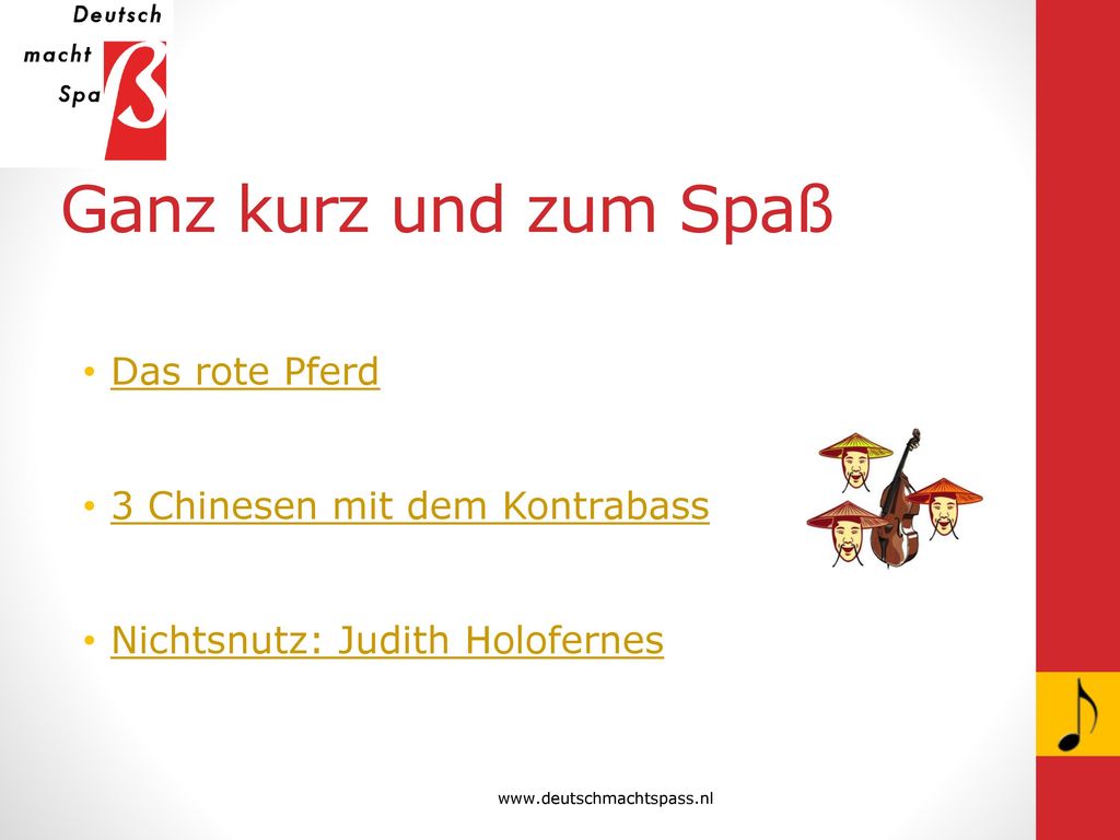 Ganz kurz und zum Spaß Das rote Pferd 3 Chinesen mit dem Kontrabass