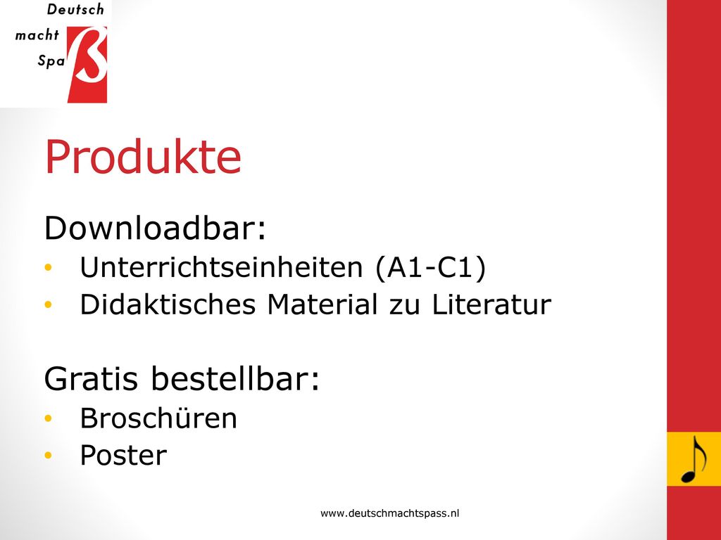 Produkte Downloadbar: Gratis bestellbar: Unterrichtseinheiten (A1-C1)