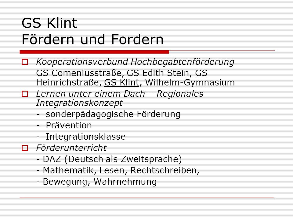 GS Klint Fördern und Fordern