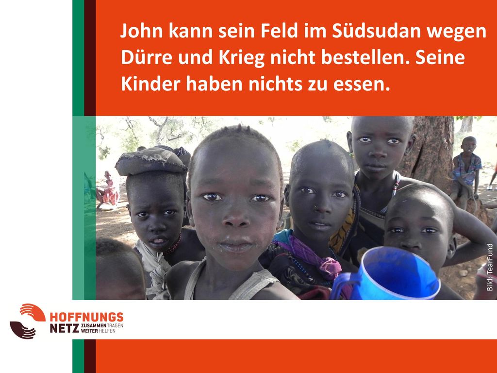 John kann sein Feld im Südsudan wegen Dürre und Krieg nicht bestellen