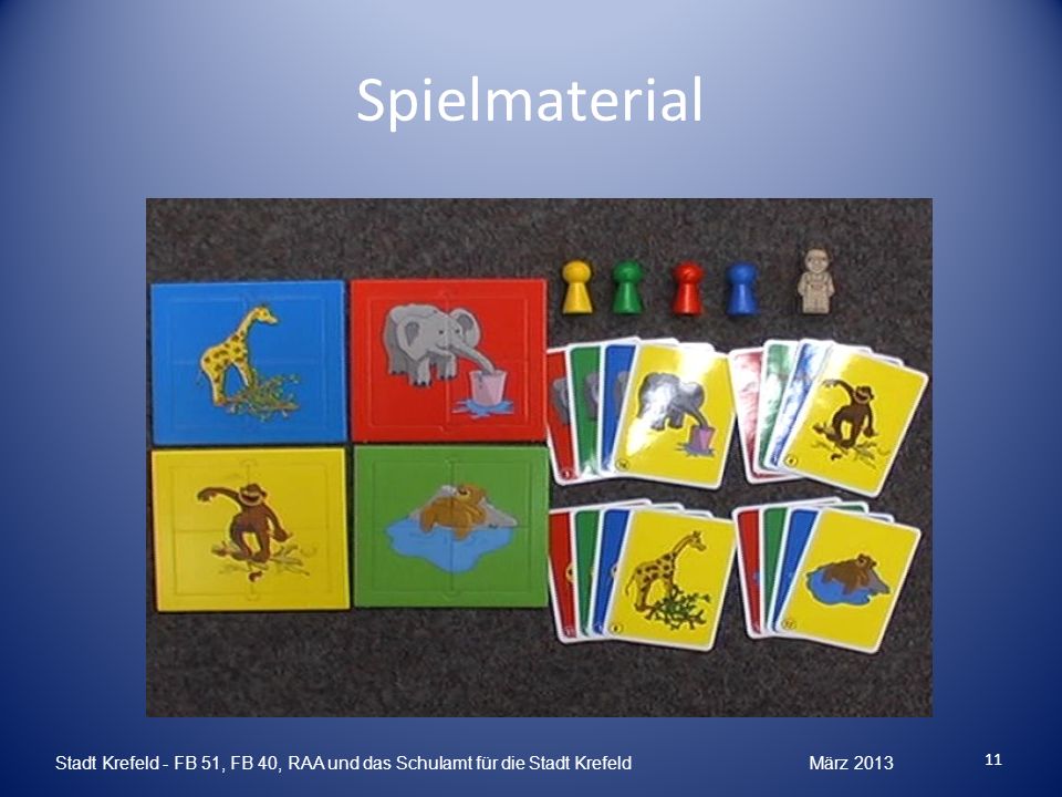 Spielmaterial Stadt Krefeld - FB 51, FB 40, RAA und das Schulamt für die Stadt Krefeld März