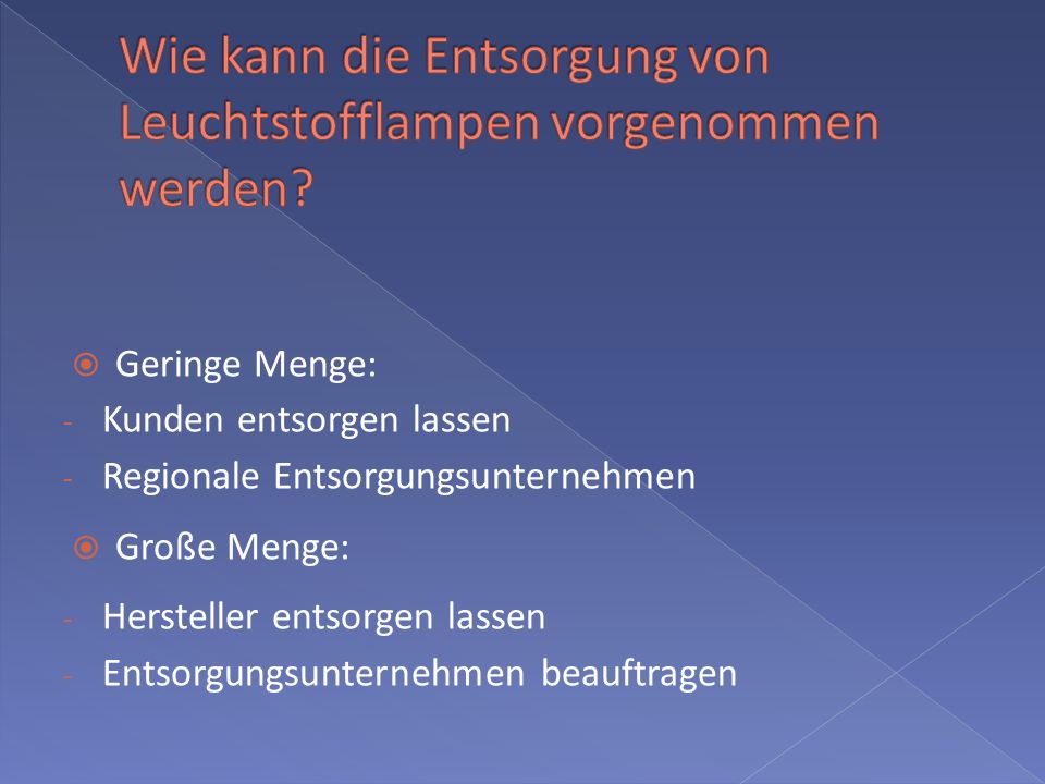 Wie kann die Entsorgung von Leuchtstofflampen vorgenommen werden