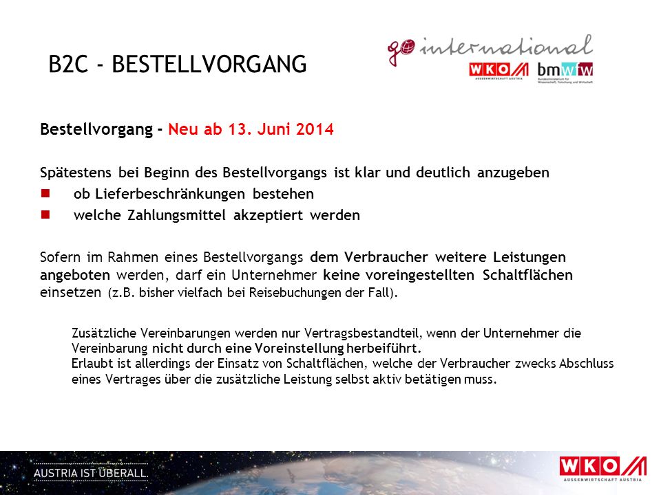 B2C - Bestellvorgang Bestellvorgang - Neu ab 13. Juni 2014