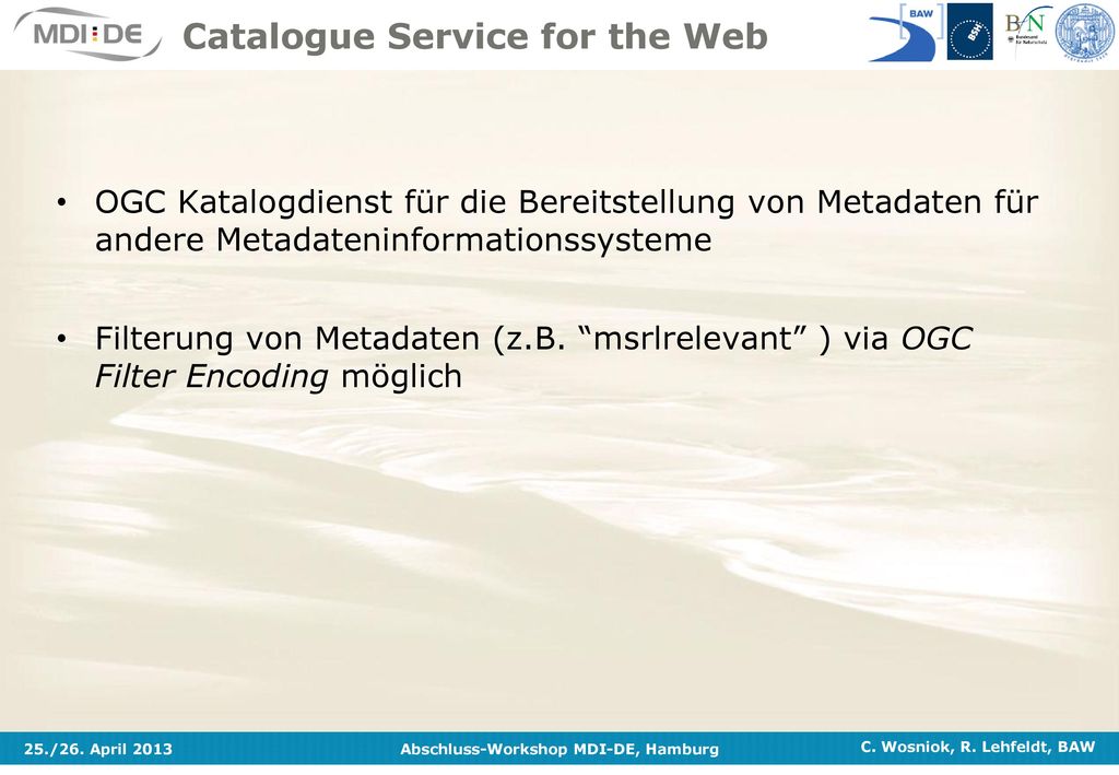 Catalogue Service for the Web