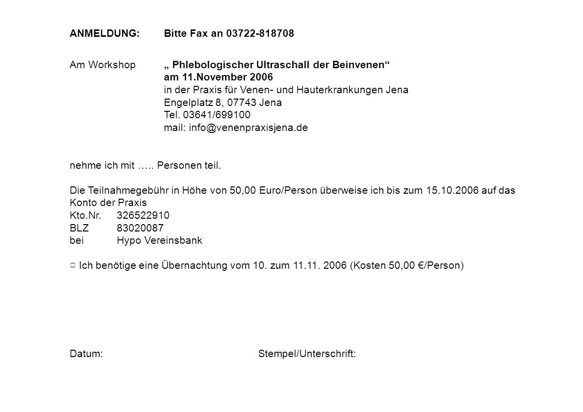 ANMELDUNG: Bitte Fax an