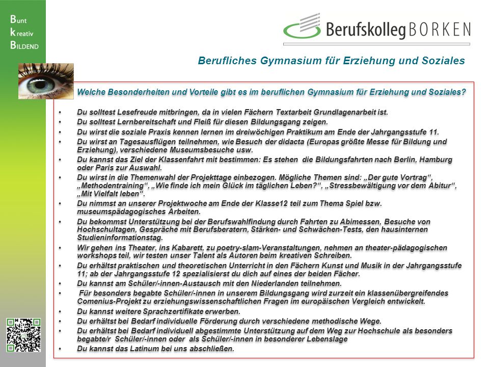 Berufliches Gymnasium für Erziehung und Soziales