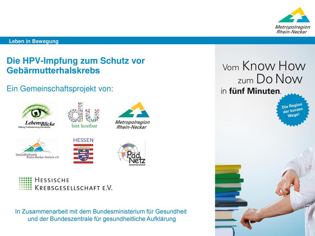 Die HPV-Impfung zum Schutz vor Gebärmutterhalskrebs Ein Gemeinschaftsprojekt von: