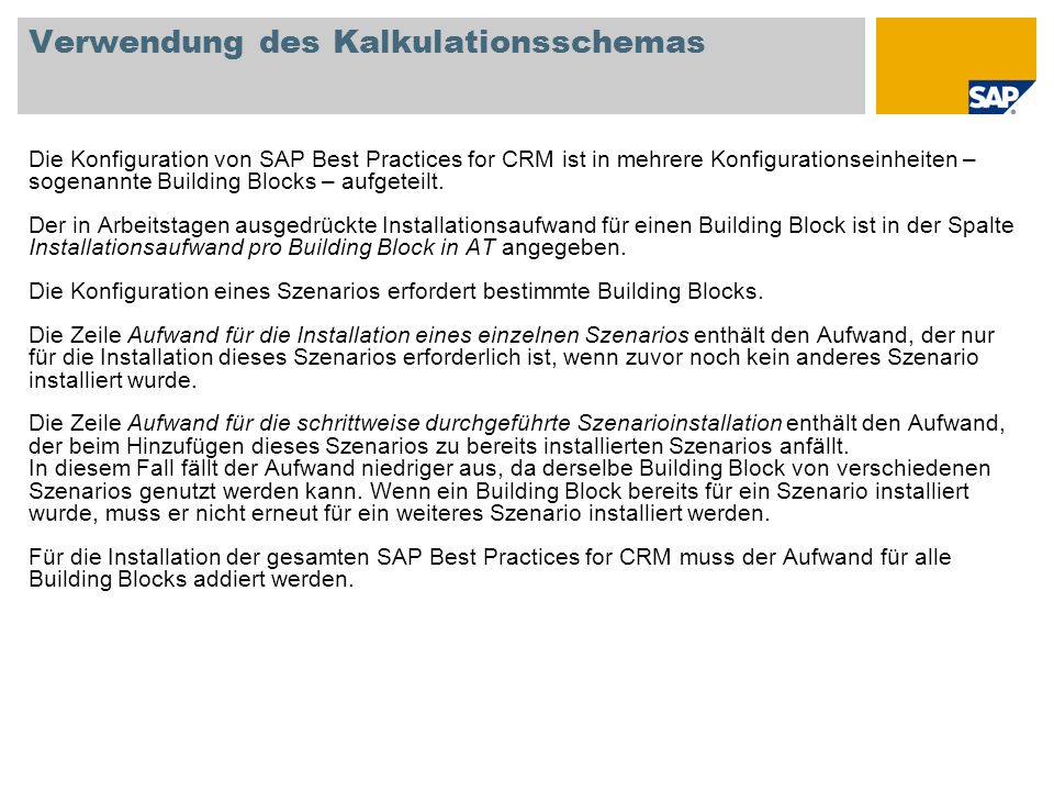 Verwendung des Kalkulationsschemas