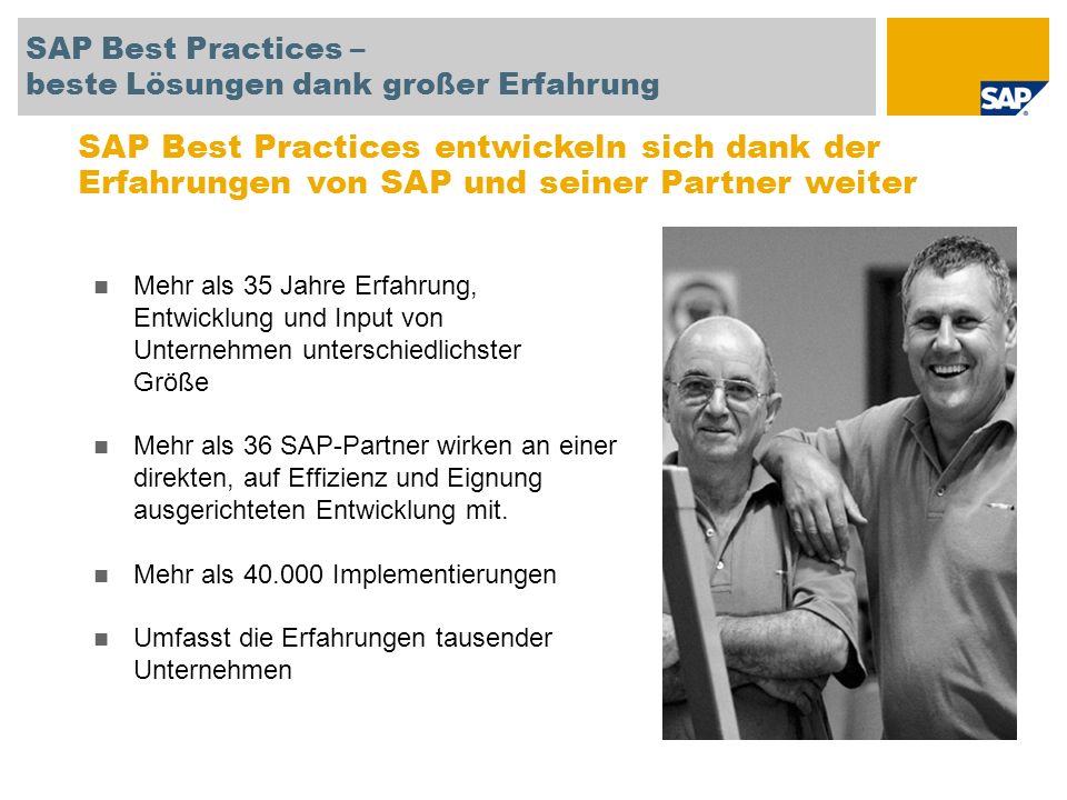 SAP TechEd ‘04 SAP Best Practices – beste Lösungen dank großer Erfahrung.