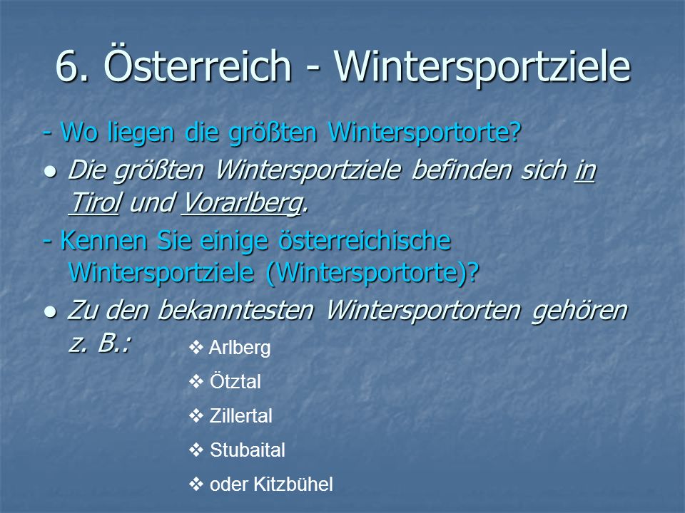 6. Österreich - Wintersportziele