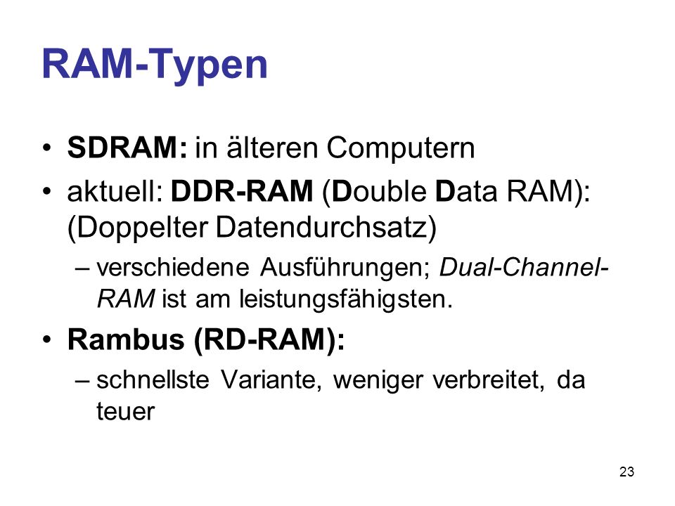 RAM-Typen SDRAM: in älteren Computern