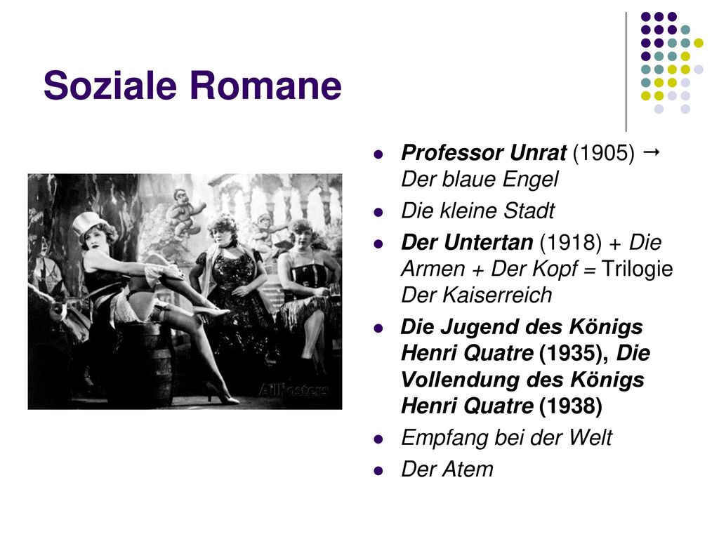 Soziale Romane Professor Unrat (1905)  Der blaue Engel