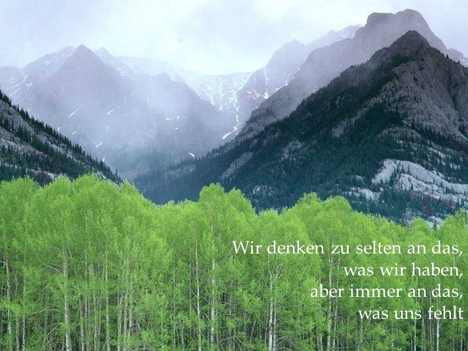 Wir denken zu selten an das, was wir haben, aber immer an das, was uns fehlt