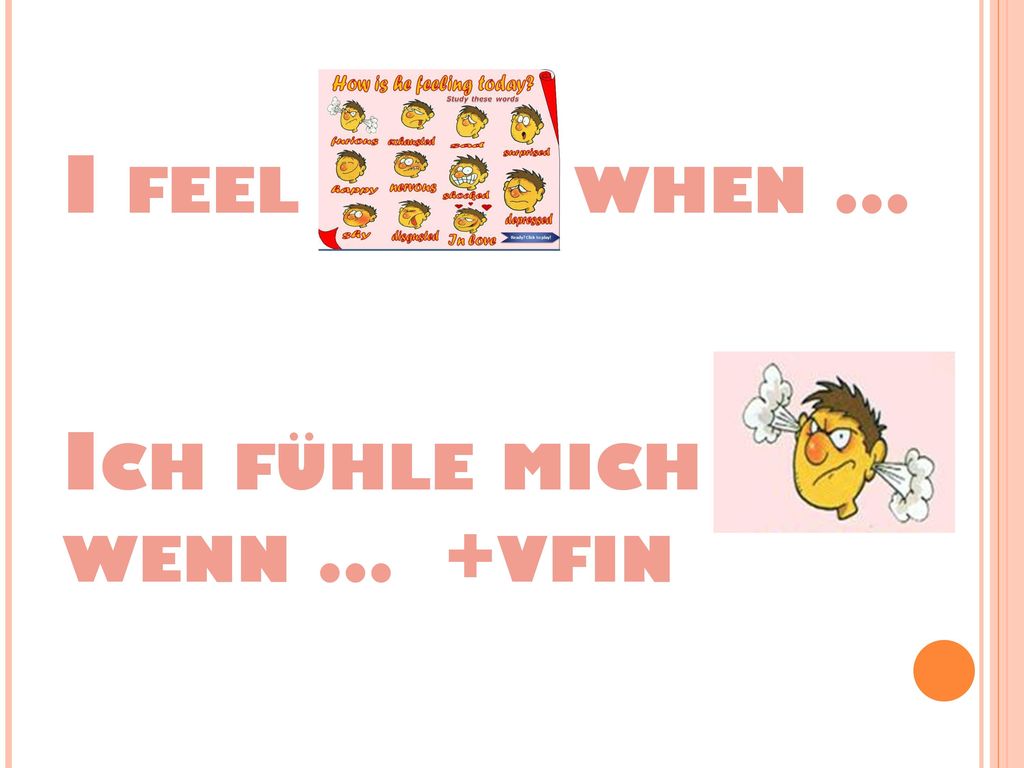 I feel when … Ich fühle mich wenn … +vfin