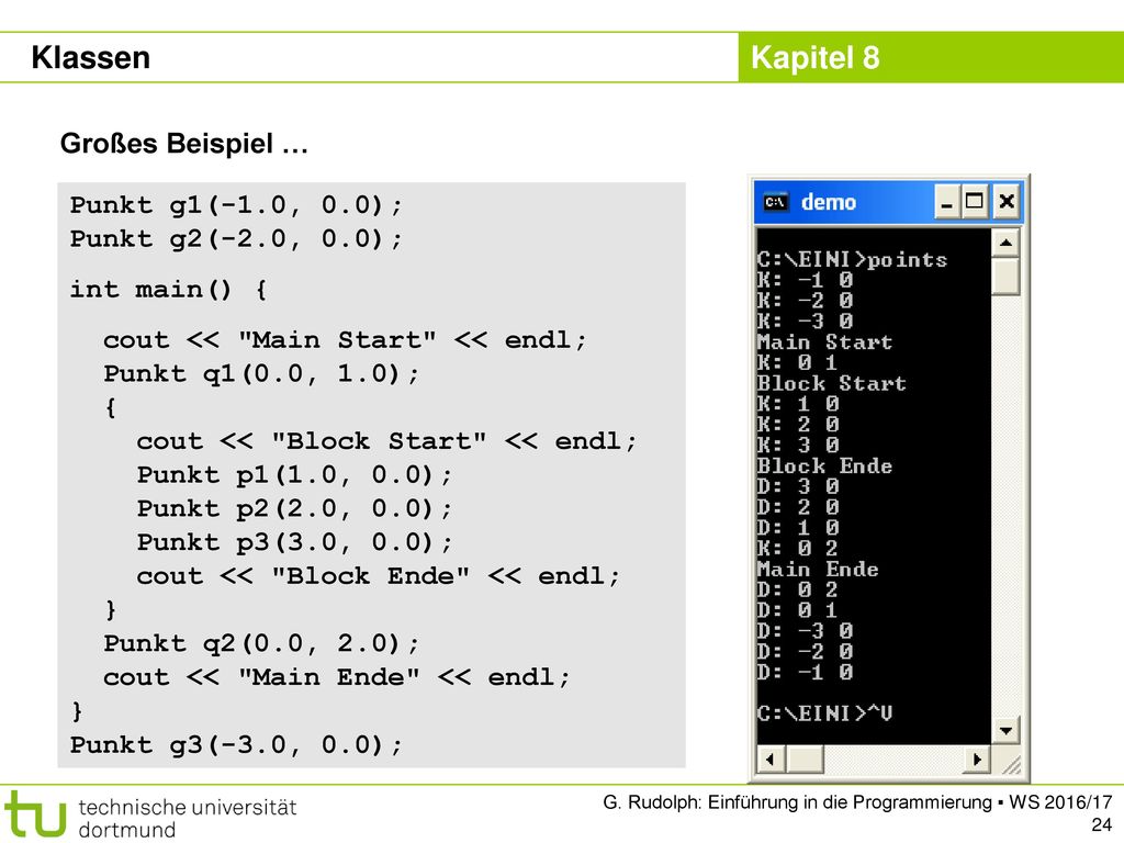 Klassen Großes Beispiel … Punkt g1(-1.0, 0.0); Punkt g2(-2.0, 0.0);