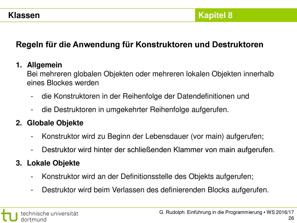 Regeln für die Anwendung für Konstruktoren und Destruktoren