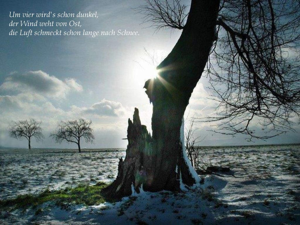 Um vier wird s schon dunkel, der Wind weht von Ost, die Luft schmeckt schon lange nach Schnee.