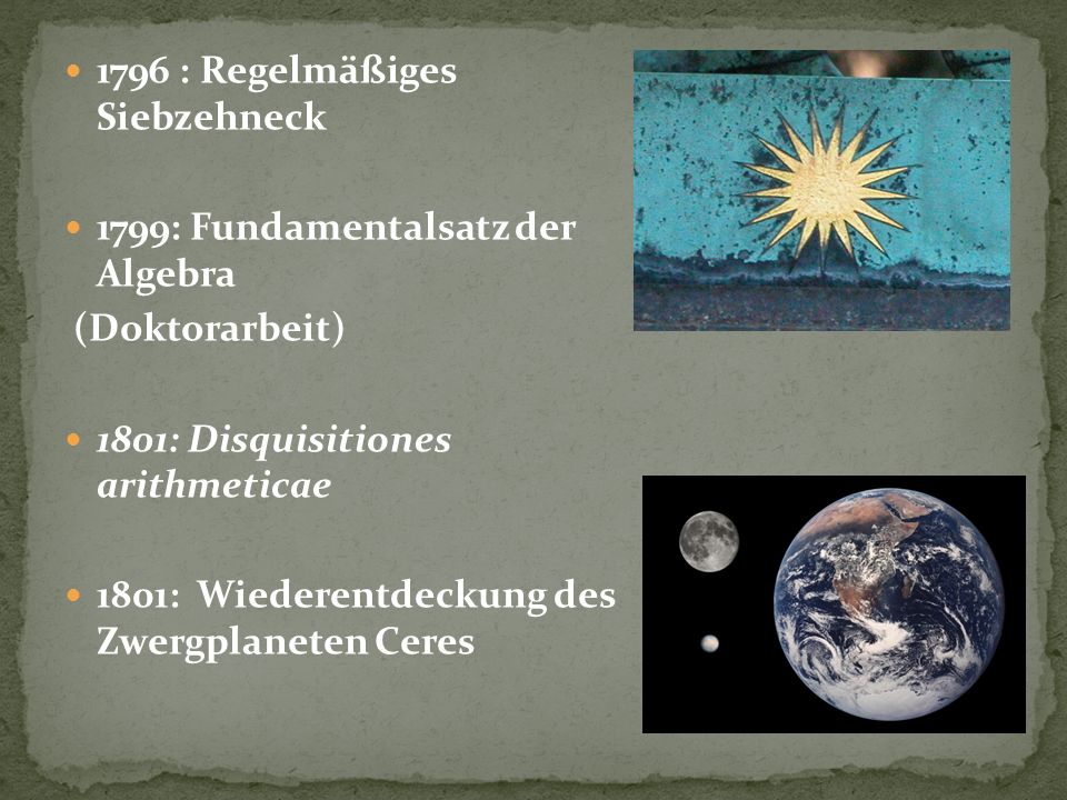 1796 : Regelmäßiges Siebzehneck