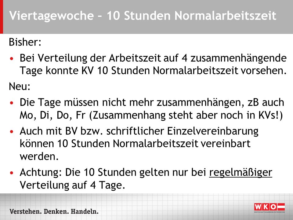 Viertagewoche – 10 Stunden Normalarbeitszeit