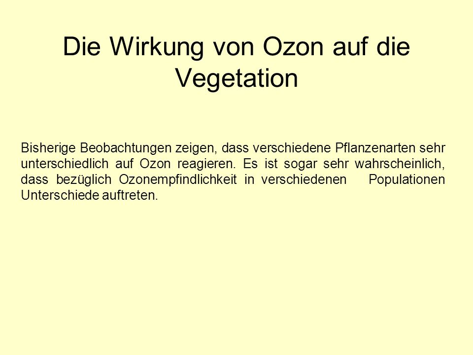 Die Wirkung von Ozon auf die Vegetation