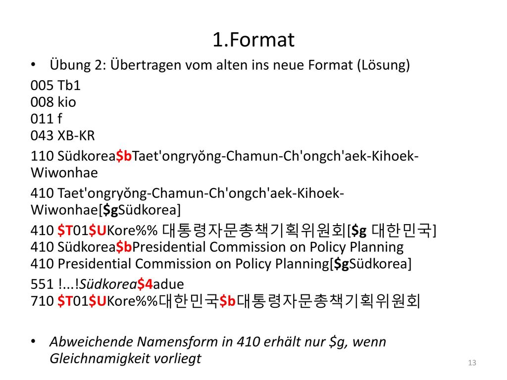 1.Format Übung 2: Übertragen vom alten ins neue Format (Lösung)