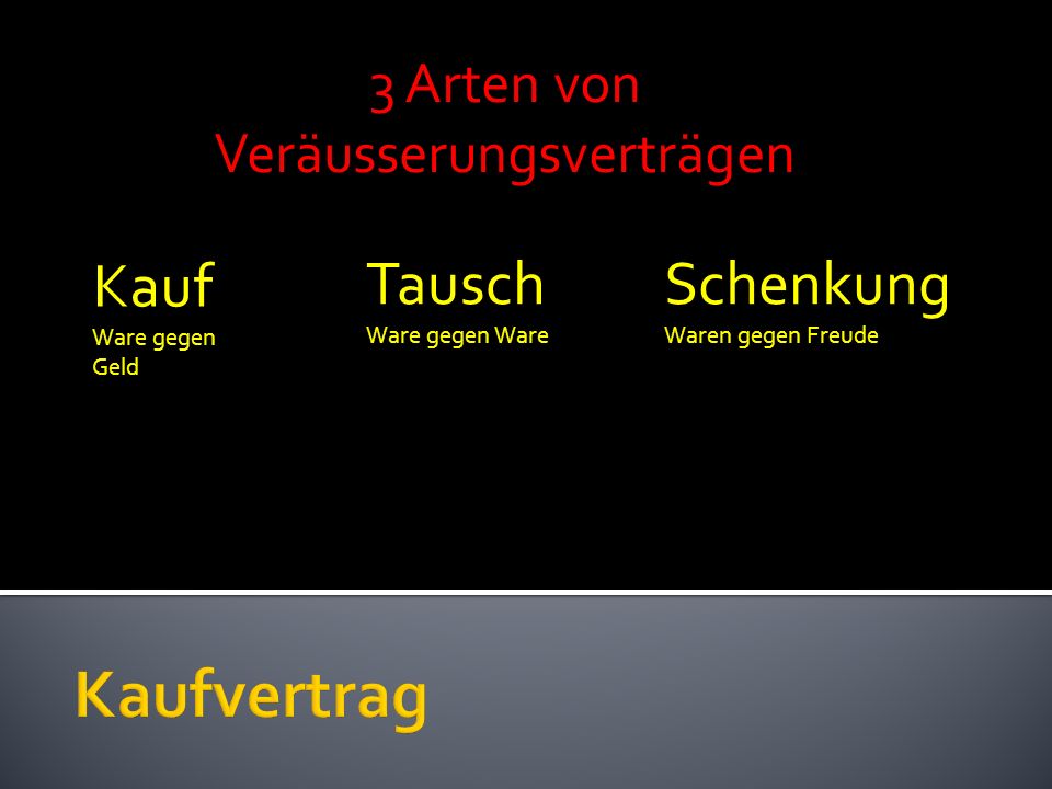 3 Arten von Veräusserungsverträgen