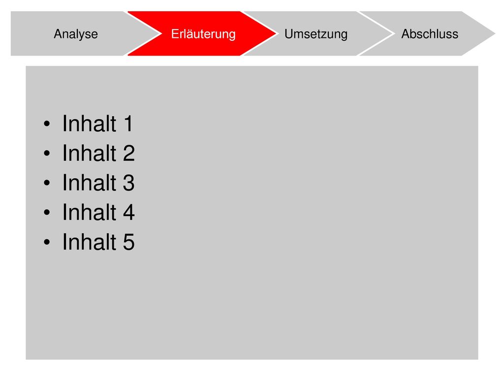 Inhalt 1 Inhalt 2 Inhalt 3 Inhalt 4 Inhalt 5 Analyse Erläuterung