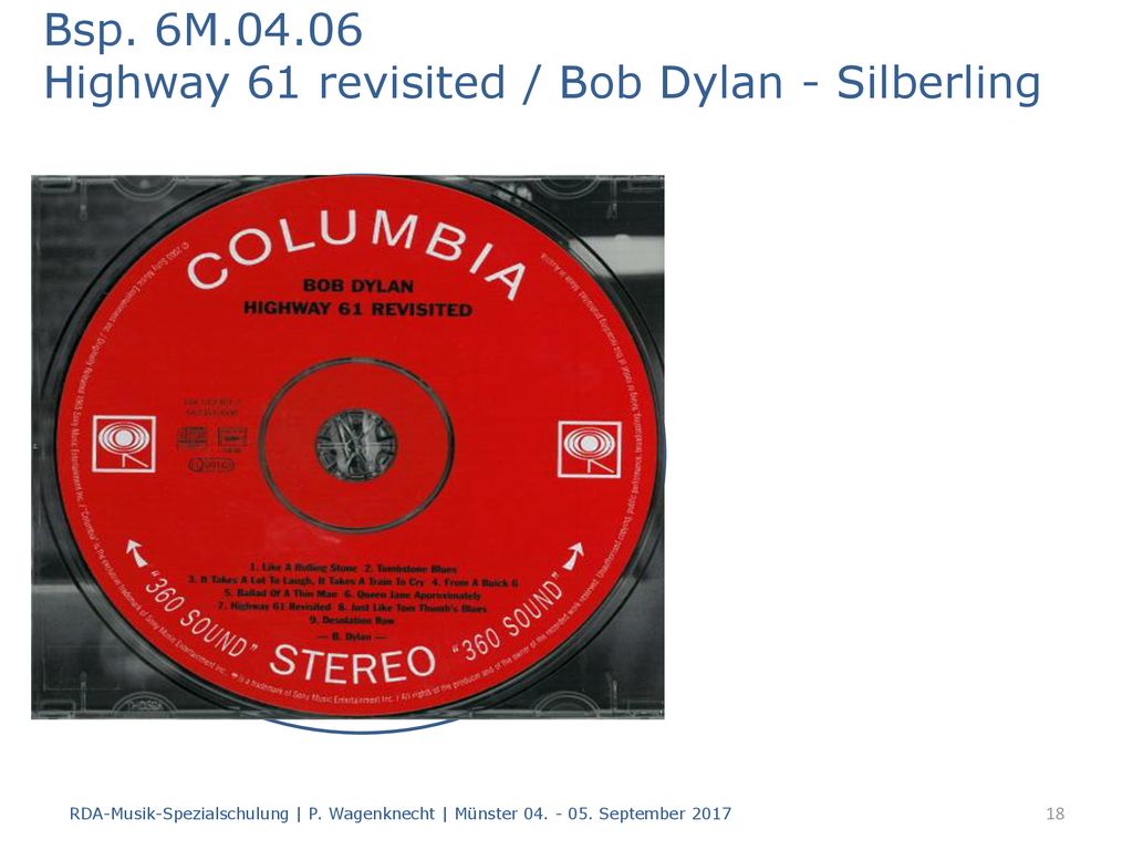Bsp. 6M Highway 61 revisited / Bob Dylan - Silberling