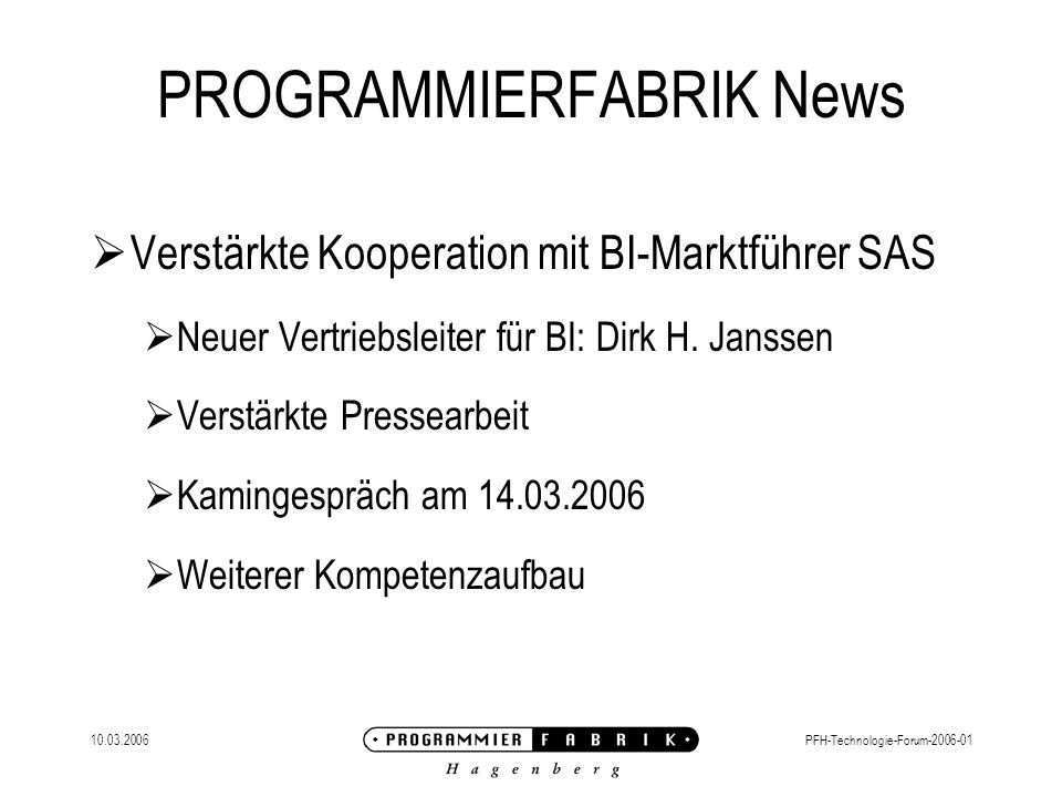 PROGRAMMIERFABRIK News